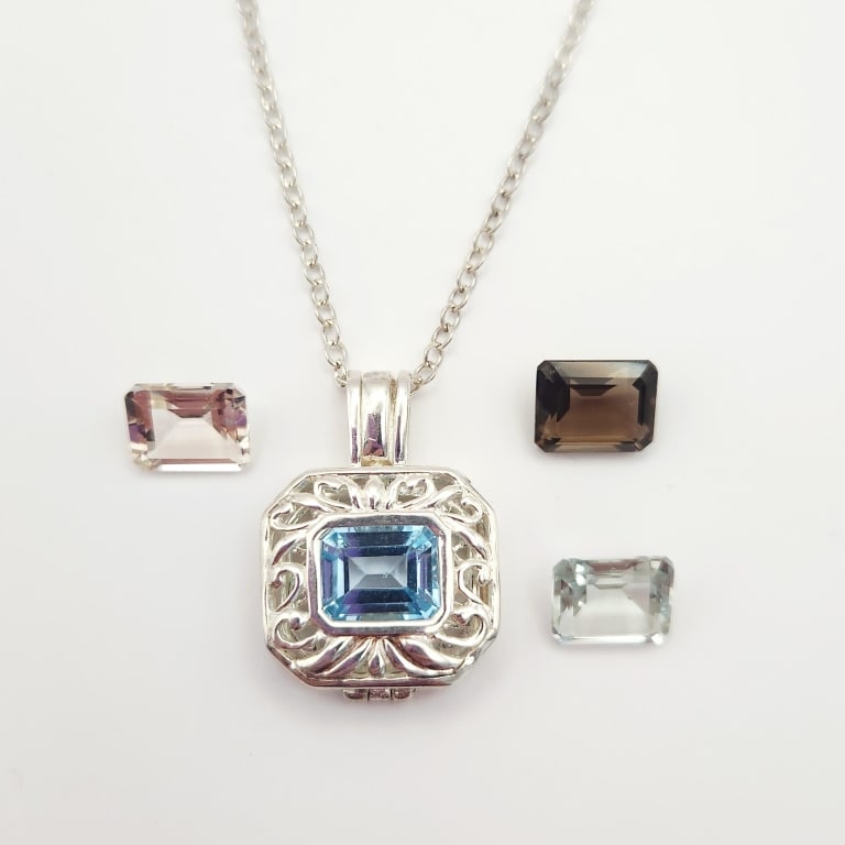 925 Sterling & Gemstones Necklace 9.3 Grams (1 of 8)