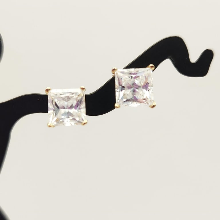 14K Gold CZ Earrings 1.4 Grams: Backs are 14K