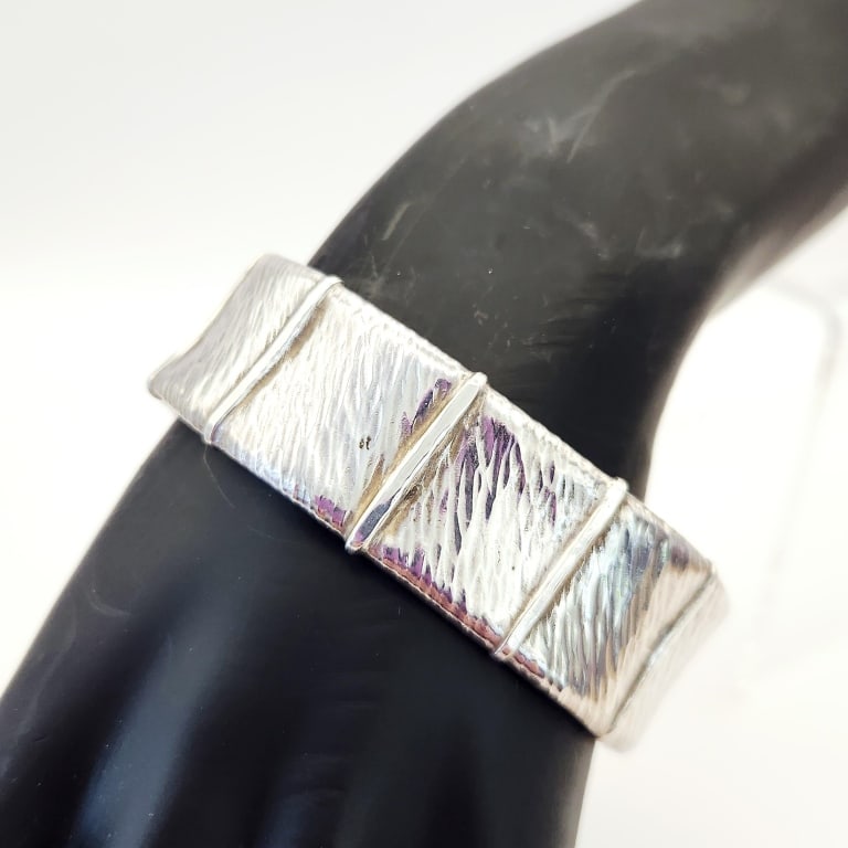Sterling Cuff Bracelet 46.9 Grams: Not marked, acid tested sterling.