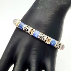 Sterling Lapis Lazuli Bracelet 39.6 Grams