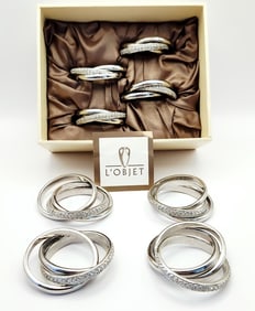8 L'Objet Silver Tone & Swarovski Crystals Napkin