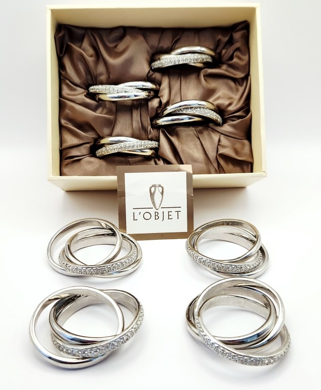 8 L'Objet Silver Tone & Swarovski Crystals Napkin (1 of 7)