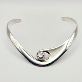 Sterling CZ Collar Necklace 57.8 Grams