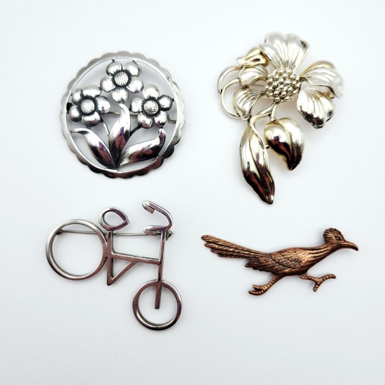 2 Sterling Pins 37 Grams & Silver Tone & Copper (1 of 11)