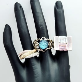 Gemstone & Crystals Sterling Rings 25.2 Grams