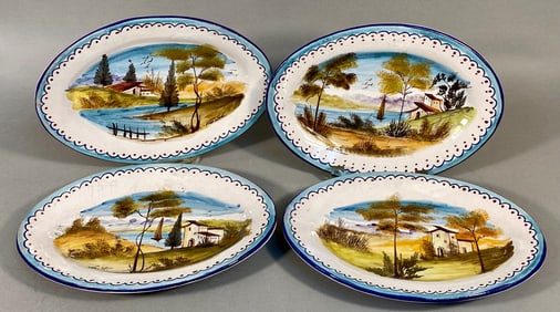 A Set of Four Deruta Dipinto A Mano Italian Faience Hand-Painted Platters