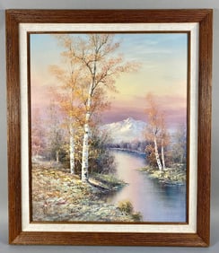 Signed Late 20th Century Impressionistic Landscape Oil Painting