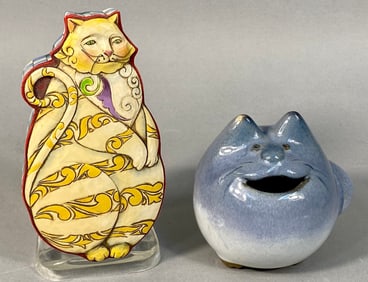 A Pair of Cat-Themed Decorative Objects, including a Jim Shore Heartwood Creek Cat Trinket Box, 2007