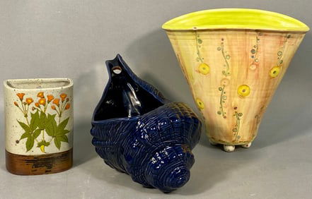 Three Ceramic Wall Pockets