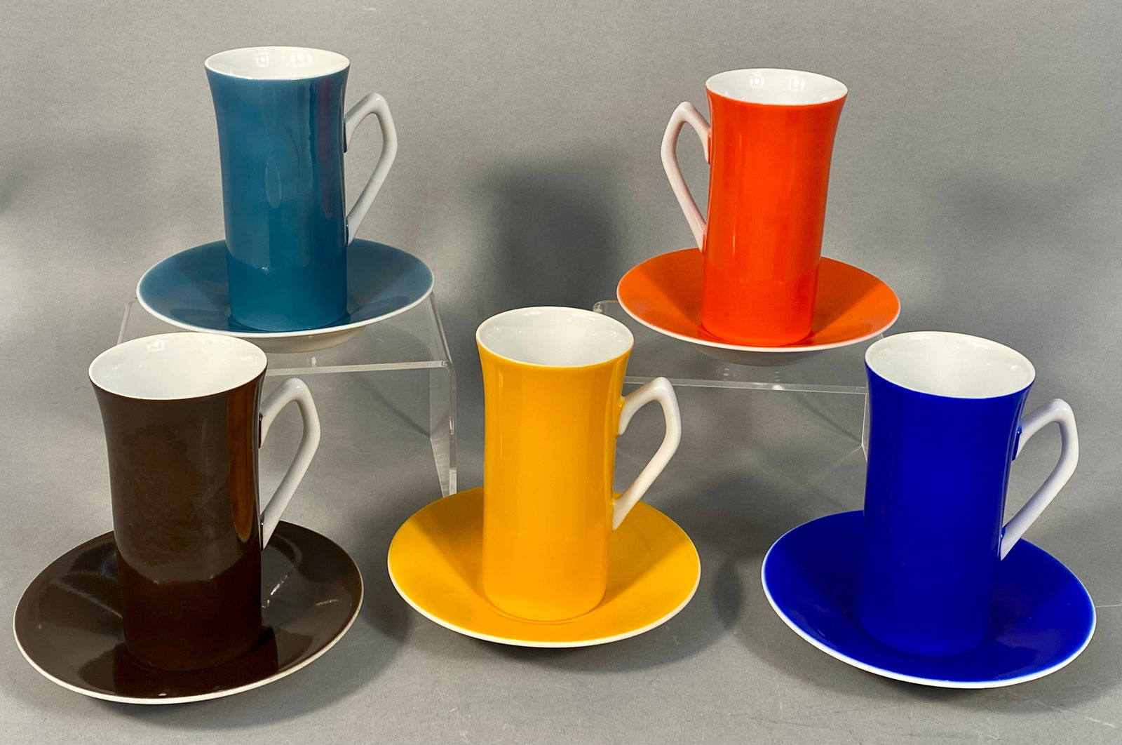 A Set of Five Harmony House 4776 Modernist Demitasse Cups and Saucers (1 of 4)