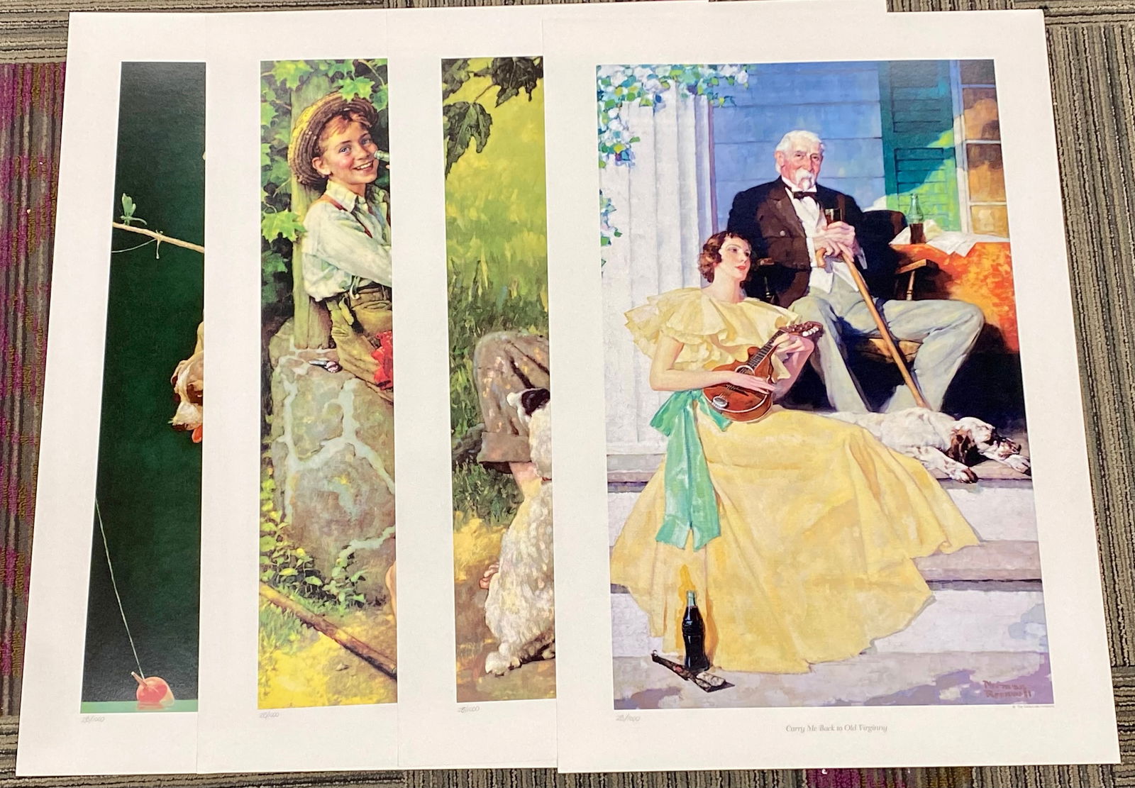 A Set of Four Norman Rockwell Coca-Cola Limited Edition Prints, featuring 'Carry Me Back to Old (1 of 10)