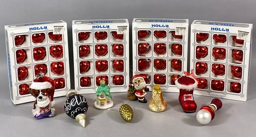 A Collection of Ganz and Other Assorted Glass Christmas Ornaments