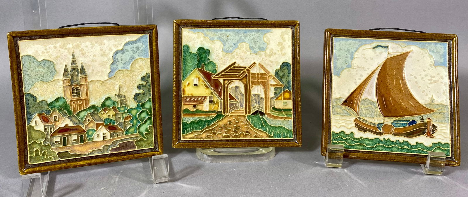 Three Royal Delft Cloisonne Landscape Tiles (1 of 7)