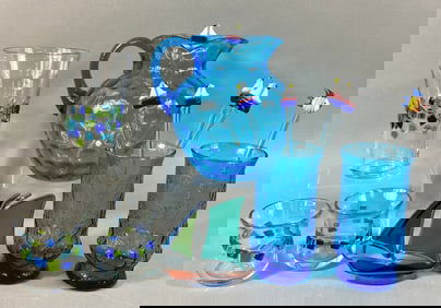 A Collection of Blue Coinspot Glassware and Nautical Themed Accessories