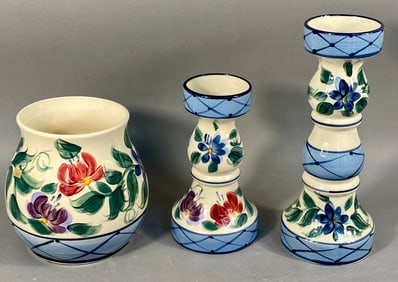 Four Gail Pittman Hand-Painted Ceramic Objects