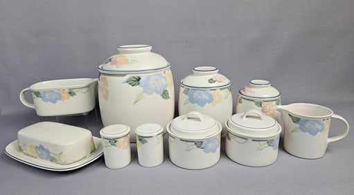 A Collection of Mikasa Intaglio 'Garden Poetry' Ceramic Kitchenware