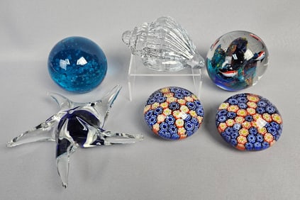 A Collection of Silvestri Millefiori and Other Art Glass Objects and Paperweights