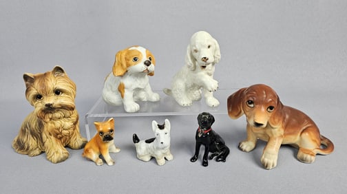 A Collection of 7 Ceramic Dog Figurines Including Lenox