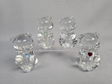 A Set of Four Fenton Art Glass Birthstone Bear Figurines