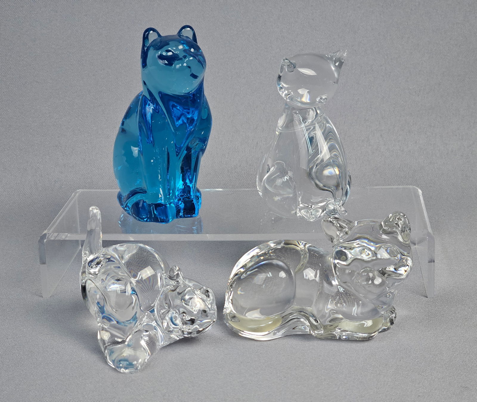 A Group of Four Glass Cat Figurines Including Hadeland and German Lead Crystal (1 of 12)