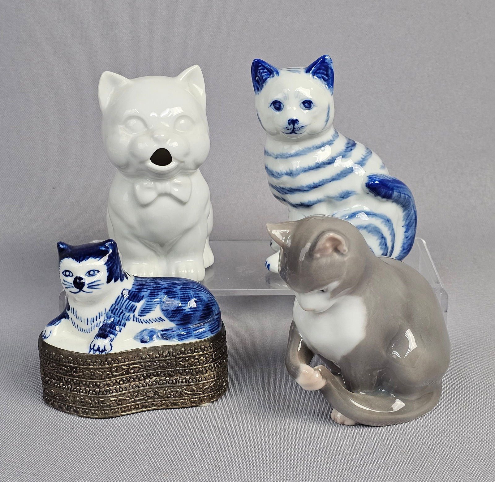 A Group of Four Cat-Themed Decorative Objects, including a Bing & Grondahl Porcelain Figurine (1 of 18)