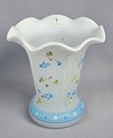 Fenton 2001 Heirloom Collection Hand-Painted Frosted Glass Vase, Limited Edition #663/850