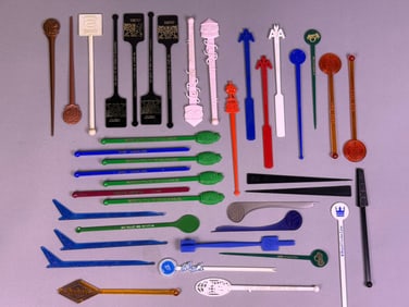 A Collection of Approximately 45 Vintage Cocktail Swizzle Sticks