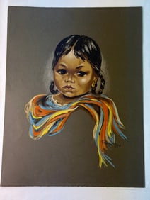 Dorothy Francis (American, 1926-2003) 'Little Zapotec Girl' Pastel on Paper, 1958