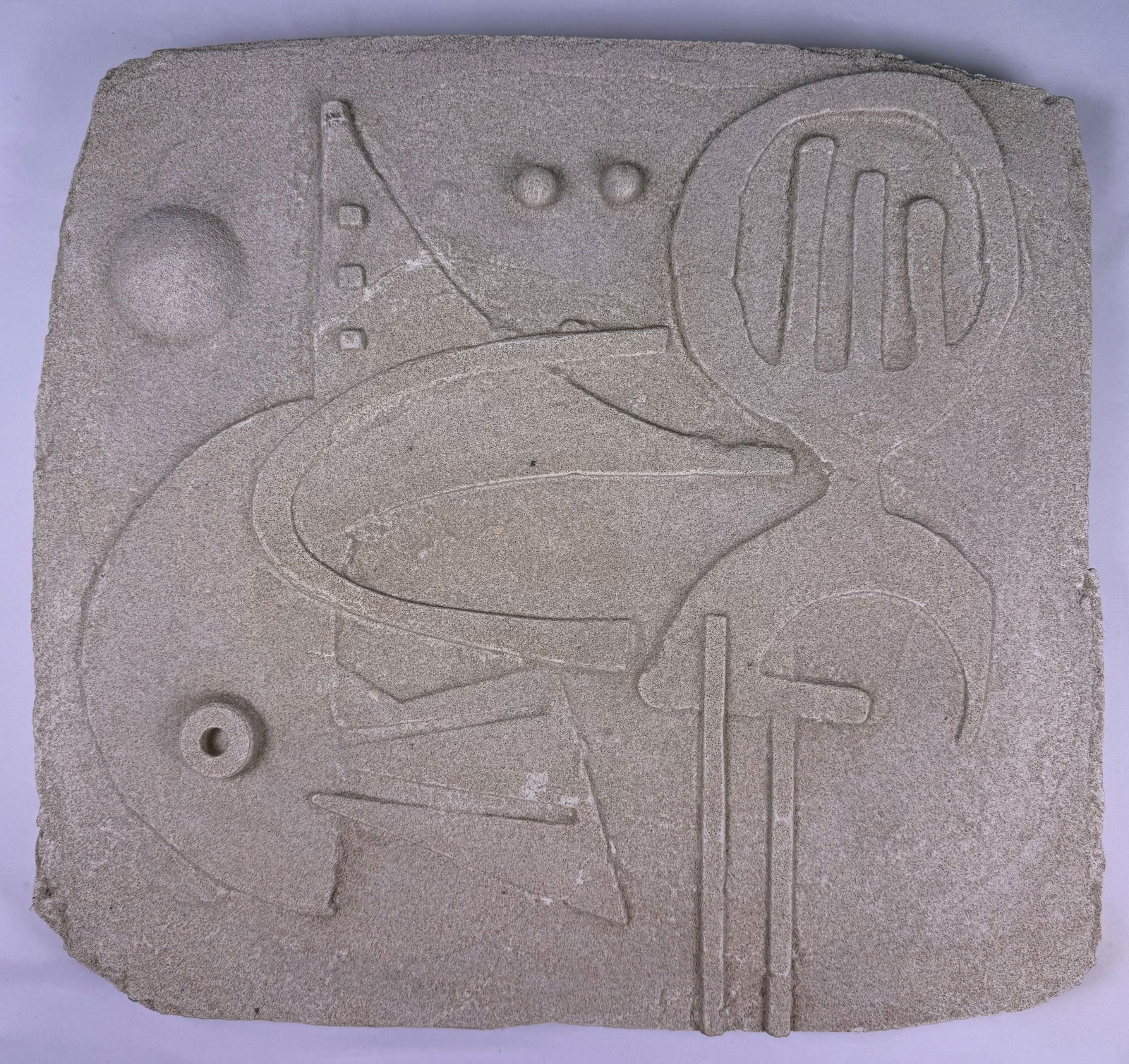 A Contemporary Abstract Relief-Carved Stone Panel, Signed Hawthorne, Dated 1992 (1 of 6)