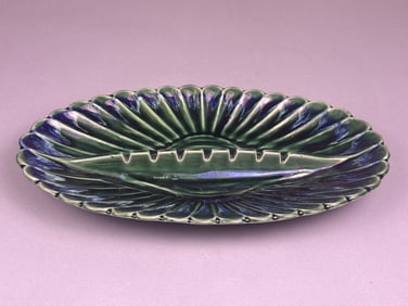 A Mid-Century Modern Green Glazed Ceramic Ashtray, Marked U.S.A.