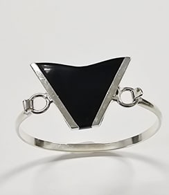 Sterling Silver Triangle Onyx Bracelet Mexico 17.1