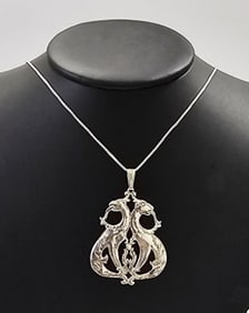 Sterling Silver Double Griffin Necklace