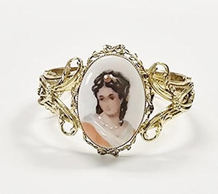 Vintage Limoges Porcelain Portrait Bracelet