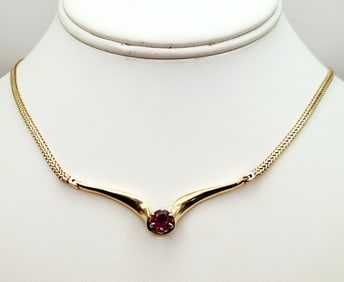 14K Gold Amethyst Necklace 14.6 Grams