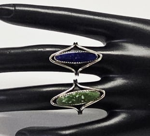 Pair of Vintage Beau Sterling Silver Stone Rings