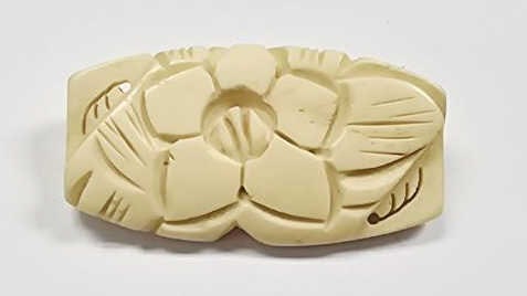 1930's Deeply Carved Floral Celluloid Brooch