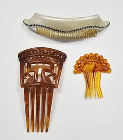 Antique Vintage Celluloid Plastic Hair Combs