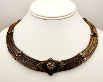 Rajasthani Silver Collar 4 Strand Snake Chain