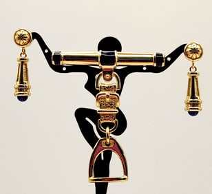 Burberry Gold Tone & Blue Enamel Belt Stir-Up