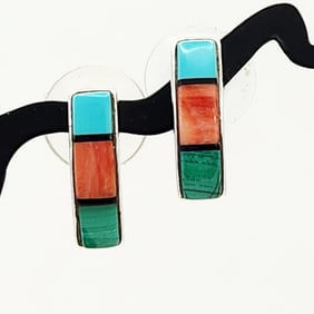 Multi-Gemstone Sterling Earrings 3.4 Grams