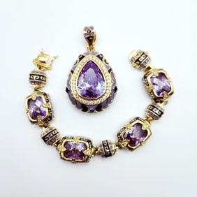 Lauren G. Adams Gold Tone Purple Crystals Pendant