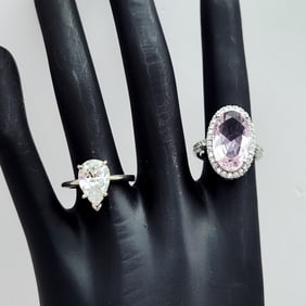 Sterling Pink & Clear CZ Rings 8.6 Grams