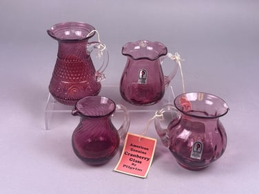 A Lot of Four American Genuine Cranberry Glass Pit