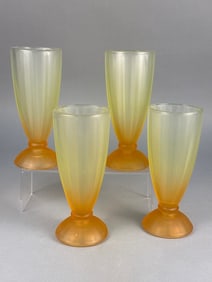 A Set of Four Libbey Frosted Yellow & Orange Parfa