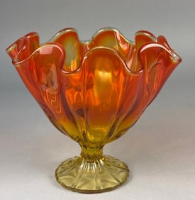 L.E. Smith Amberina Handkerchief Iridescent Footed