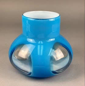 Mid-Century Modern Czech Cased Art Studio Glass Va