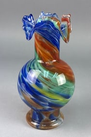 Murano Style Italian Hand Blown Ruffled Edge Swirl