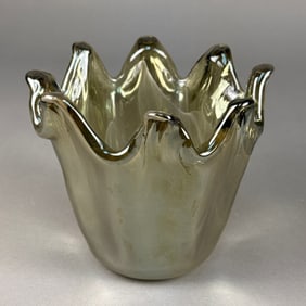 Italian Free-Form Iridescent Glass Candle Holder b