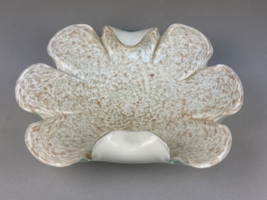 Murano Art Glass Scalloped Bowl with Aventurine Fl