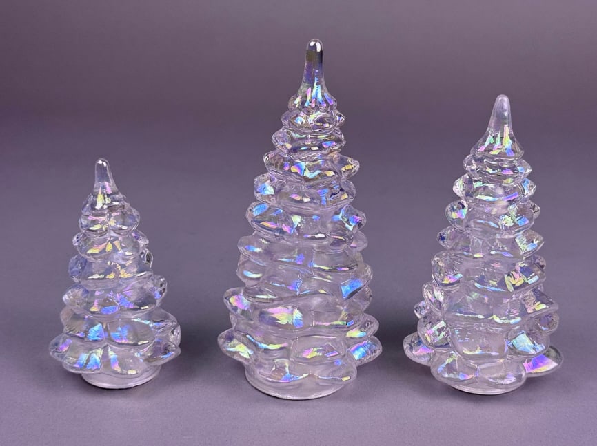 A Graduated Set of Three Iridescent Glass Christma (1 of 6)